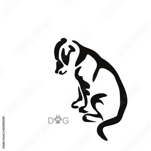 Drawing of an ordinary dog from the street without a breed. Gestalt design of funny pets.