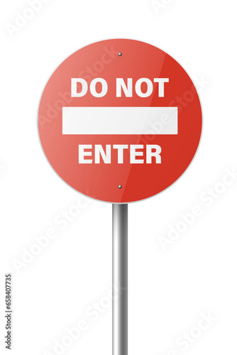 Do Not Enter. Vector Red and White Round Prohibition Sign Icon. Stop Traffic Sign Frame Closeup Isolated on a White Background. Traffic Road Plate, Sign Design Template, Front View