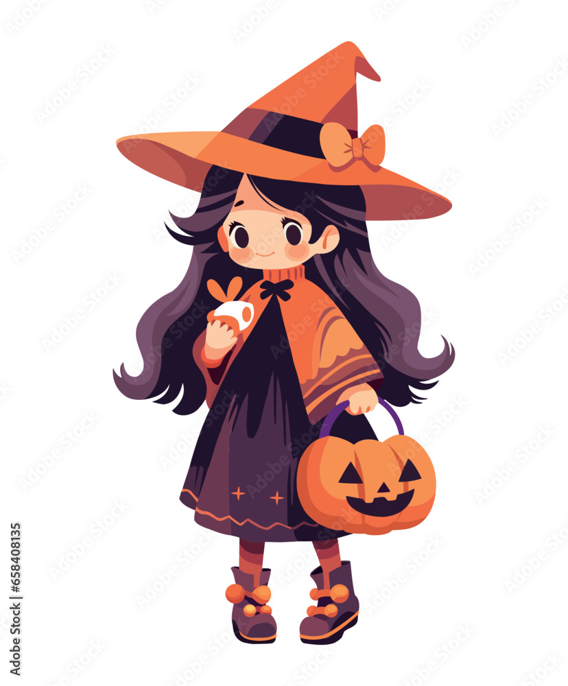 halloween witch and pumpkin