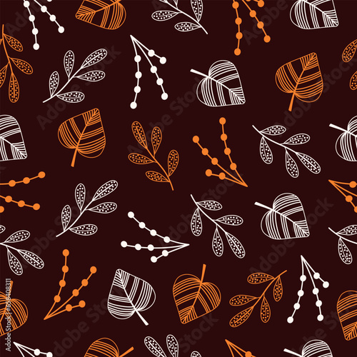 Autumn seamless pattern. Pattern in autumn colors for the design of fabric, cover, packaging, wallpaper, poster, banner, for the design of social networks.