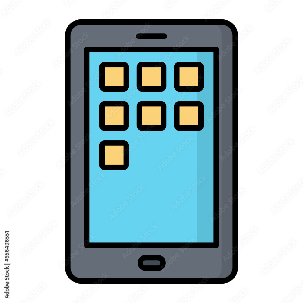 Mobile Device Colored Line Icon Mobile Device Colored Line Icon
