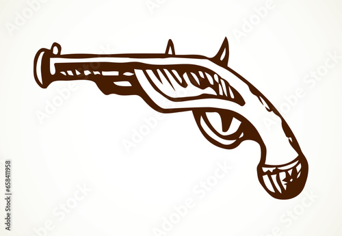 Antique pistol. Vector drawing icon