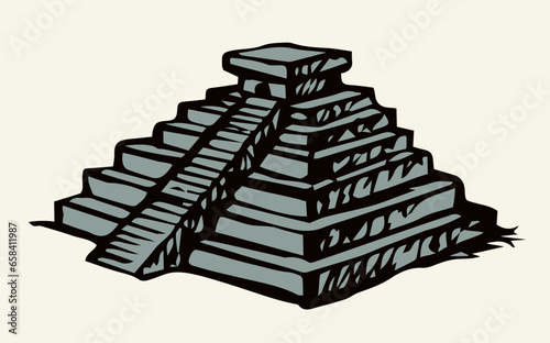 Mayan pyramids. Vector drawing icon