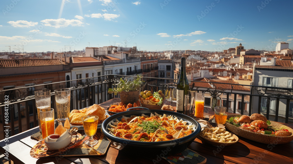 Typical Spanish food and products, delicious aromas and colours - obrazy, fototapety, plakaty 