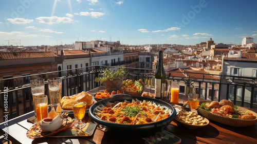 Typical Spanish food and products, delicious aromas and colours photo
