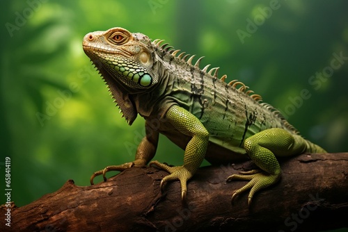 Reptile perched on a branch. Generative AI © Christopher