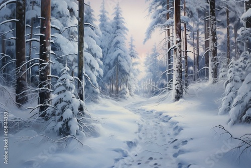 A snowy Finnish forest road. Generative AI