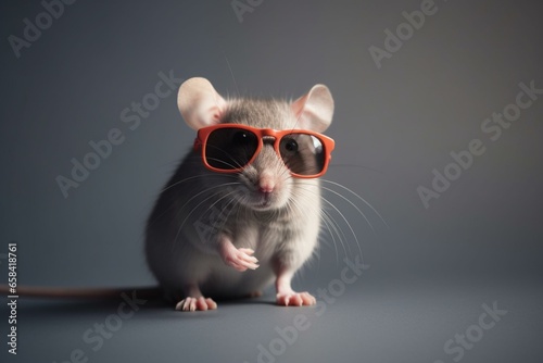 a mouse wearing shades on a plain background. Generative AI