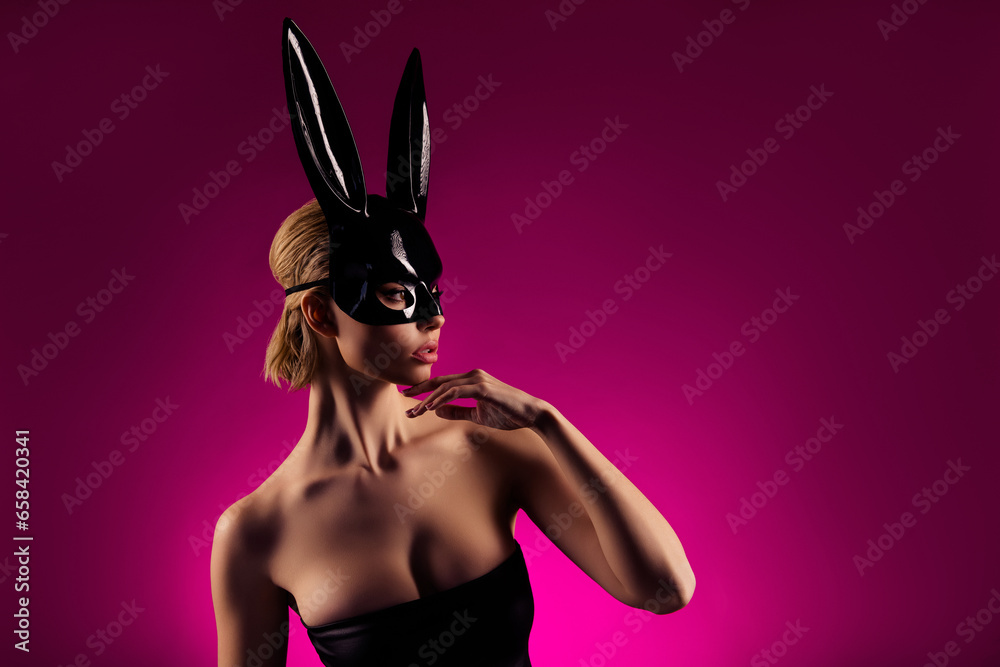 photo of attractive chic lady touch face mirror her look on halloween carnival isolated on pink color background photo of attractive chic lady touch face mirror her look on halloween carnival isolated on pink color background