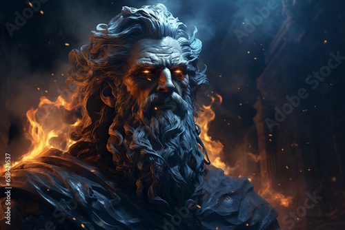Hades, Ancient Greek god of underworld, ruler of realm of shadows of dead, son of Cronus and Rhea, one of brothers of Olympic gods. One of 12 supreme Olympic gods who live on Olympus, the Greek gods.