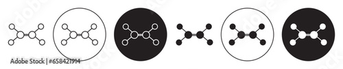 ethylene molecule icon set. ethene structure vector symbol in black filled and outlined style. photo