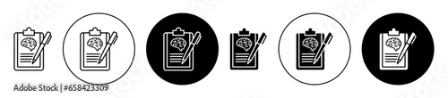 psychology treatment icon set. psychologist psychotherapy vector symbol. therapist counseling sign in black filled and outlined style. photo