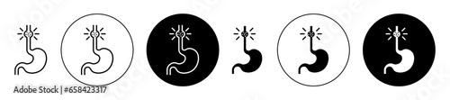 Esophageal cancer icon set. esophageal disorder vector symbol in black filled and outlined style. photo