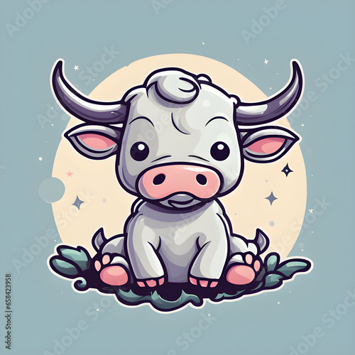 Cute little baby bull sticker