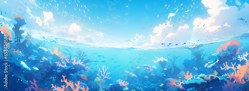 Underwater world of the ocean sea diving snorkeling aquarium coral fish