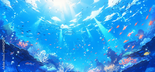 Underwater world of the ocean sea diving snorkeling aquarium coral fish