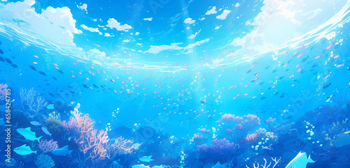 Underwater world of the ocean sea diving snorkeling aquarium coral fish