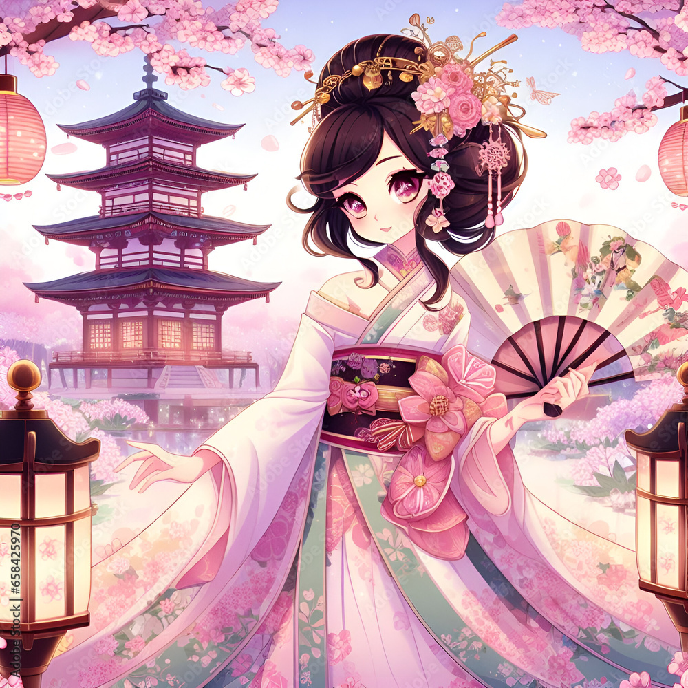 Fototapeta premium girl in a kimono