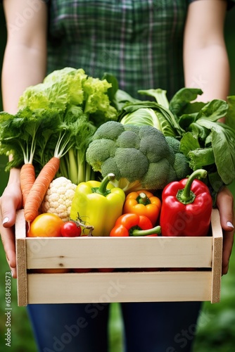 Farmer hands holding a box ...