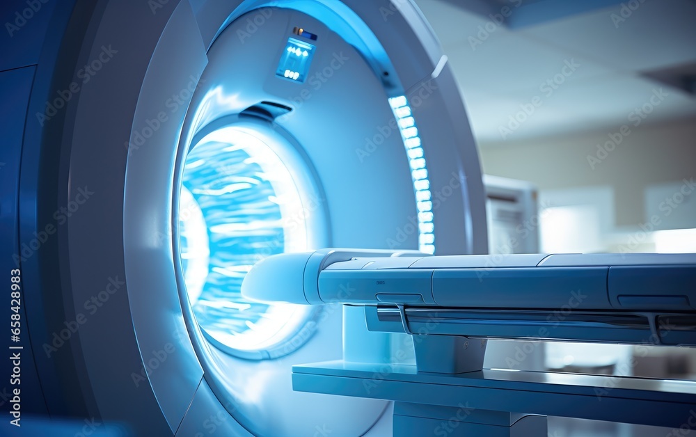 Computed tomography or computed axial tomography scan machine in hospital room Computed tomography or computed axial tomography scan machine in hospital room