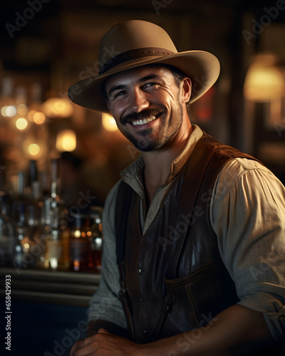 Man in a western style bar