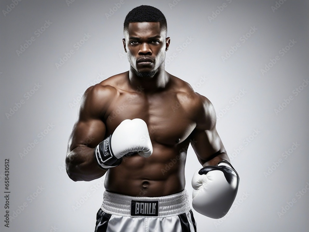 portrait of a young American black boxer with mucular body, looking angry portrait of a young American black boxer with mucular body, looking angry