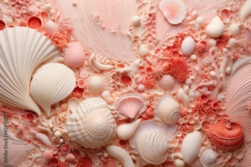 Abstraction using seashells and coral shades