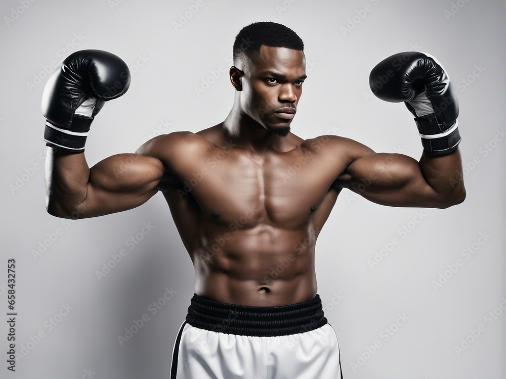 portrait of a young American black boxer with mucular body, looking angry portrait of a young American black boxer with mucular body, looking angry