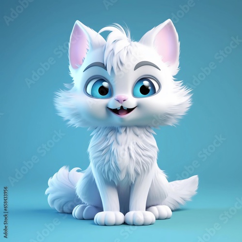 white cat with cute blue eyes
