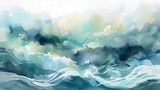A watercolor painting of waves in the ocean