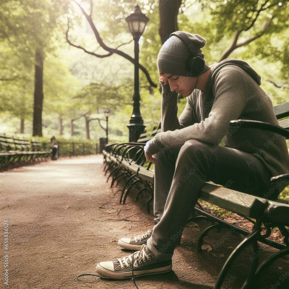 Fototapeta premium Person listening to music