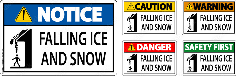 Ice and Snow Warning Sign Caution - Falling Ice And Snow Sign Ice and Snow Warning Sign Caution - Falling Ice And Snow Sign
