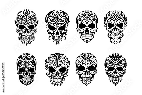 Tribal skull tattoo vector collection photo