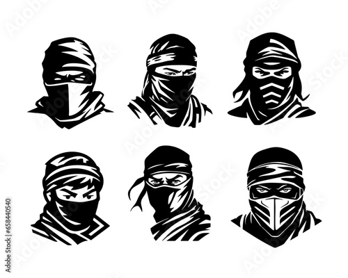 A collection of silhouette ninja vector illustrations
