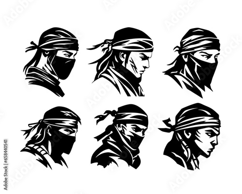 A collection of silhouette ninja vector illustrations