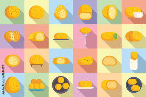 Croquette icons set flat vector. Baked food. Potato snack