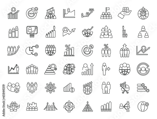Population growth icons set outline vector. Population ability. Census area