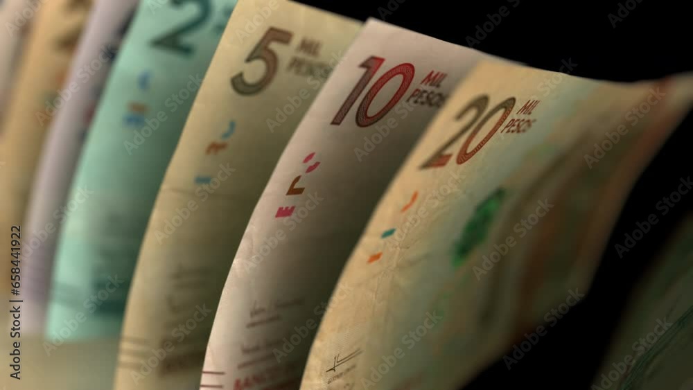 COP Colombian peso bills Closeup Alpha 4K
