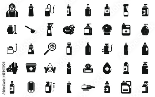 Disinfectant icons set simple vector. Clean spray. Safety cleaning