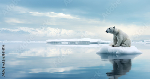 a polar bear sitting on an ice floe