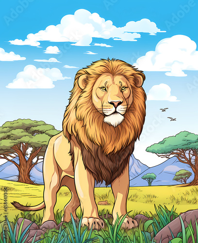 Cartoon Lion Safari