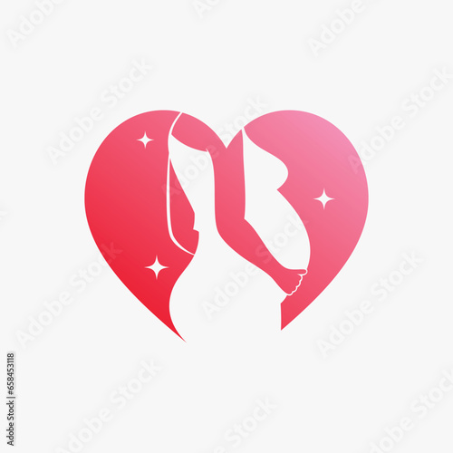 Pregnant woman icon logo design vector illustration with creative element concept photo