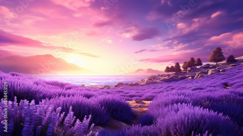 lavender field at sunset