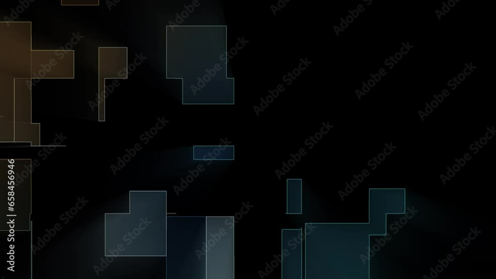 Digital squares move randomly in cyberspace Digital squares move randomly in cyberspace