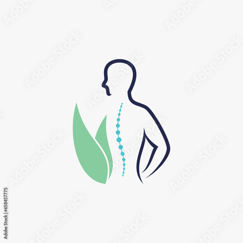 Chiropractic natural massage back pain and spinal icon logo design with creative concept