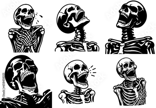 Funny Skeleton One-Line Drawing: Bones to Be Wild, vector