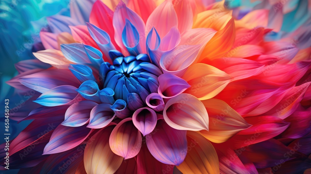 blue and yellow dahlia