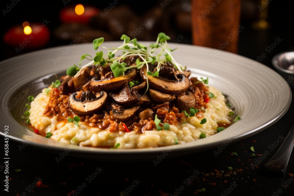 Savor the Aromatic Flavors of Finland's Homemade Mushroom Risotto, a Delicious and Appetizing Finnish Vegetarian Dish