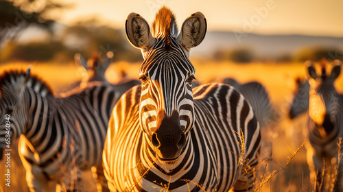 Stripes in Detail  Close-up of a Zebra at sunset