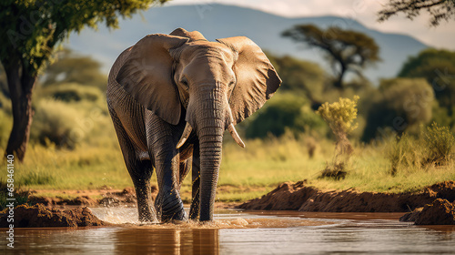 elephant in the muddy water © Clemency